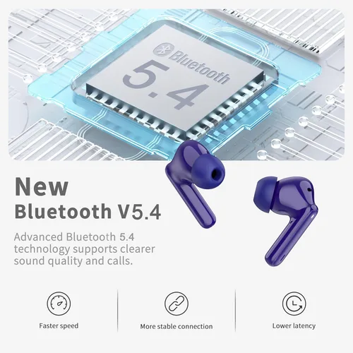 Miniatura 2 de Auriculares inalámbricos, Bluetooth 5.4 con graves profundos estéreo de alta fidelidad, 4 ENC con cancelación de ruido, auriculares inalámbricos