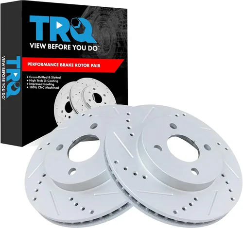 Miniatura 253 de TRQ Juego de rotores de freno de rendimiento trasero con revestimiento G premium compatible con Mazda 6 2014-2021