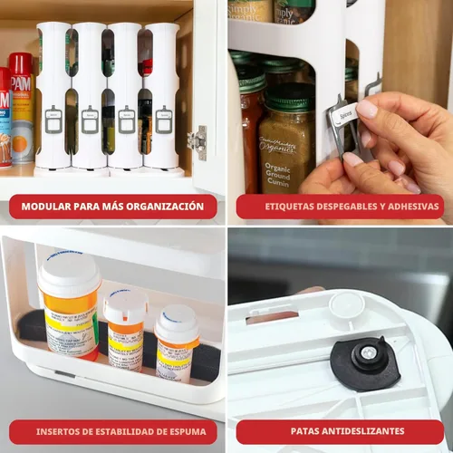 Miniatura 6 de Cabinet Caddy Organizador de Estante de Especias para Gabinete - Organizadores de Cocina Deslizantes y Giratorios y Almacenamiento - 2 Estantes