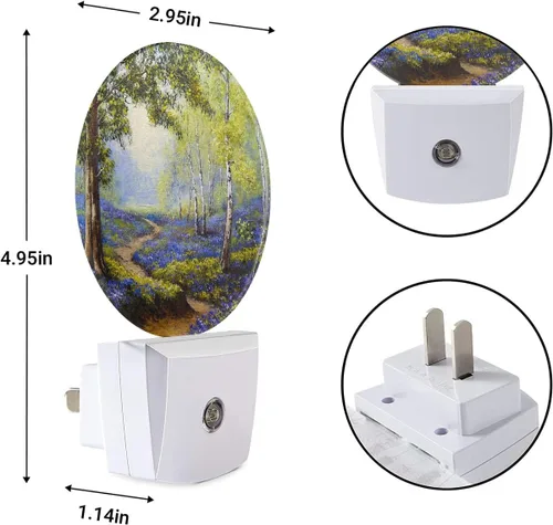 Miniatura 6 de EKOBLA Luz nocturna enchufable para jardín de primavera, luz nocturna LED de lavanda y camino floreciente para niños y adultos, decoración del hogar