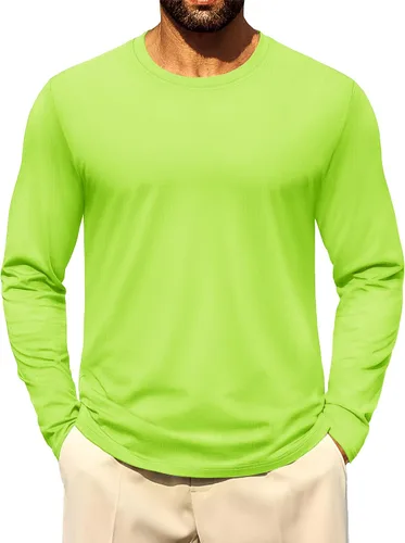 Miniatura 20 de Cotrasen - Camisetas básicas de manga larga para hombre, de algodón, con cuello redondo, transpirables, suaves y casuales