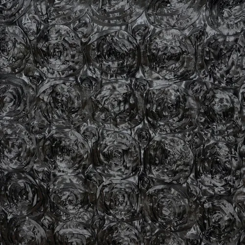 Miniatura 3 de BalsaCircle Mantel rectangular con rosetas elevadas de satén negro de 90 x 156 pulgadas, para bodas, fiestas, comedor