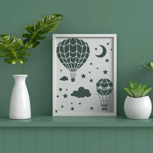 Miniatura 6 de NBEADS Plantilla de globo de aire caliente, plantillas reutilizables, cuadradas, manualidades, manualidades, pintura y pared, de 11.8 x 11.8