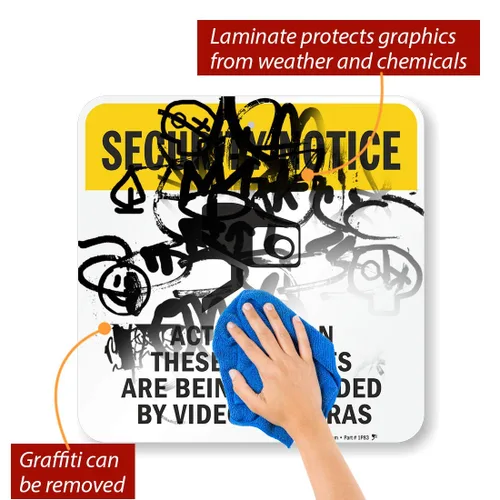 Miniatura 2 de SmartSign Aviso de seguridad - Actividades en las instalaciones grabadas por cámaras de video 18" x 18" Aluminio