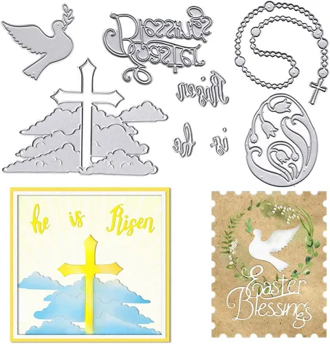 Troqueles de corte cruzado de religión de Pascua para hacer tarjetas, palabras de bendición de Pascua, troquelados, huevos de Pascua, Jesús,