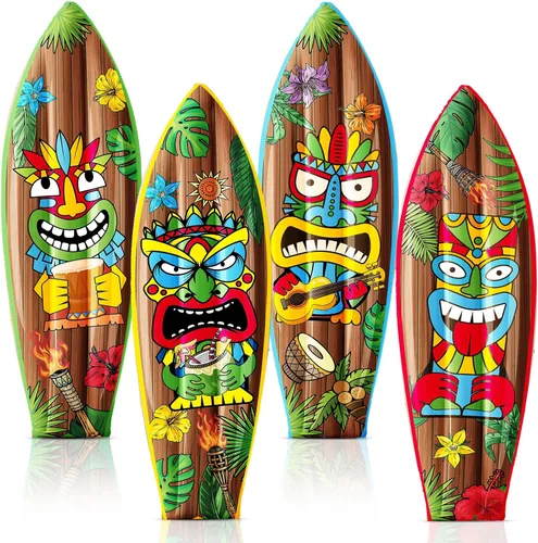Miniatura 10 de JellyArch 4 tablas inflables de surf de 36 pulgadas divertidas inflables para piscina, decoraciones de fiesta hawaiana Luau para decoración de pared