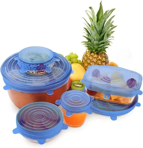 Miniatura 4 de Tapas elásticas de silicona, multitamaño, reutilizables, para alimentos y cuencos, aptas para lavavajillas y congelador (multicolor)
