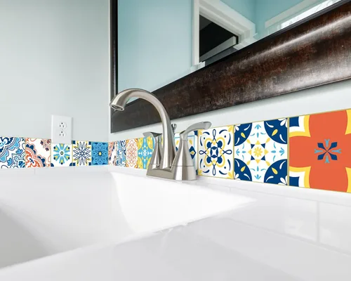 Miniatura 4 de FLFK Adhesivos de Azulejos de Borde de Pared Despegar y Pegar Papel Tapiz de Borde para Salpicadero de Cocina Baño Cuarto de Ducha, 4"x240