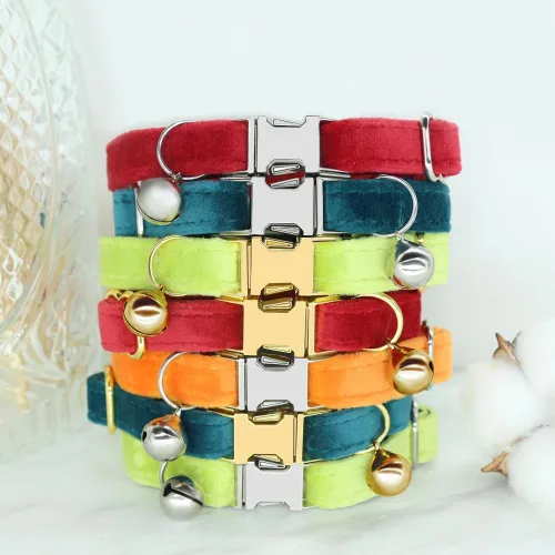 Miniatura 3 de Collar de gato personalizado con placa de nombre, collares ajustables de nailon resistente para identificación de gato con campana, personaliza
