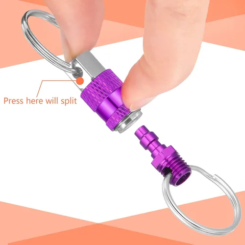 Miniatura 2 de Tallew Paquete de 6 llaveros de liberación rápida desmontables, acoplador desmontable con 2 anillos divididos
