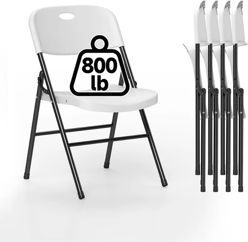 Miniatura 10 de Paquete de 10 Sillas Plegables, Límite de Peso de 800 libras, Silla Plegable de Plástico Resistente, Asiento Portátil para Eventos en Interiores