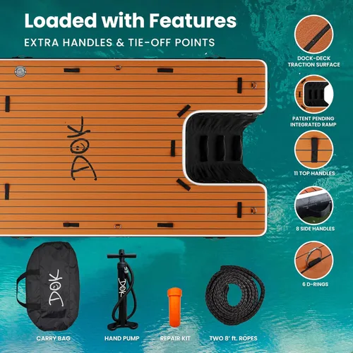 Miniatura 4 de DOK Party-DOK Plataforma de muelle inflable: acceso seguro y fácil al agua; espuma EVA antideslizante flotante con rampa de agua para piscina