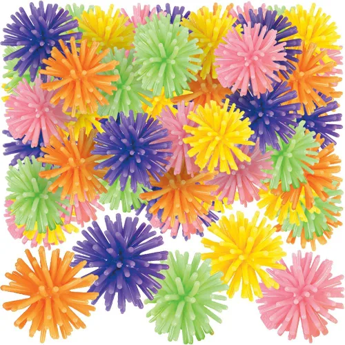 Fun Express Mini bolas de puercoespín para niños, juego a granel de 72 en colores surtidos brillantes, juguetes y folletos para fiestas