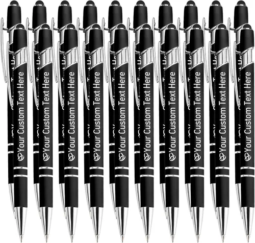 Miniatura 93 de STREADVE Bolígrafos personalizados personalizados con nombre grabado, logotipo, texto, bolígrafos de escritura suave, regalo personalizado para Negro