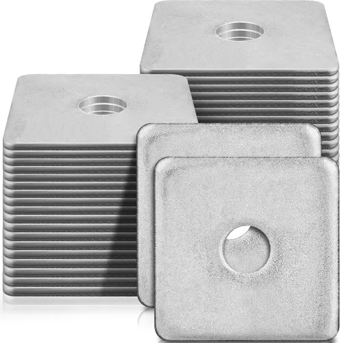 Yaocom Placa de arandelas cuadradas galvanizadas de 5/8 pulgadas de diámetro interior, 3 x 3 Od 1/8 pulgadas de grosor, junta de acero resistente,