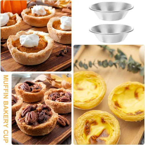 Miniatura 6 de Paquete de 25 moldes para tarta de huevo, tartaletas de aleación de aluminio, moldes de postre, moldes para tartas pequeñas, moldes para tartas