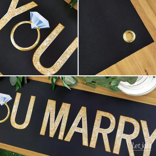 Miniatura 6 de Bandera de Propuesta "¿Te Casarás Conmigo?" Bandera de Flores Decoraciones de Propuesta Suministros para Letreros de Matrimonio Día de San Valentín
