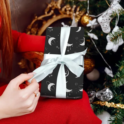 Miniatura 3 de HolyMaji 25 hojas de papel de seda de luz de luna para embalaje de pequeñas empresas de 20 × 28 pulgadas, papel de regalo de luna impreso a granel