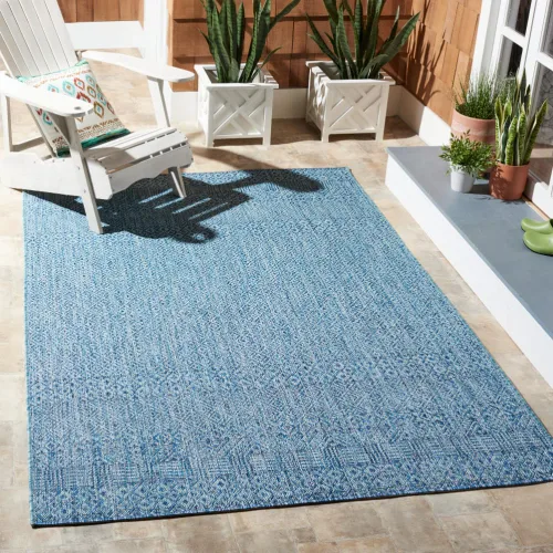 Miniatura 8 de SAFAVIEH Alfombra lavable al aire libre, colección Courtyard - 2'3" x 5', gris y negro, no desprende pelusa y fácil limpieza, ideal para patio