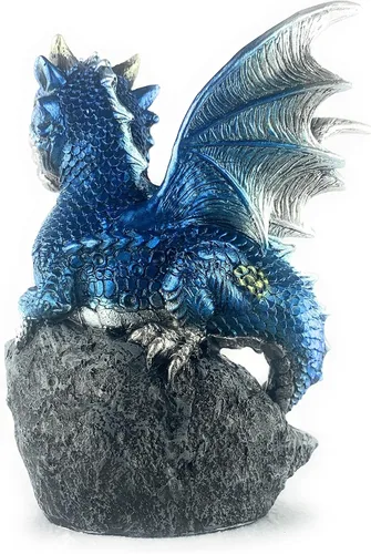 Miniatura 3 de Ain't It Nice Estatua de Dragón Medieval Dragón Bebé con Nido de Huevo de Cristal Figura Decorativa Geoda Cueva de Cristal Brillante Figura