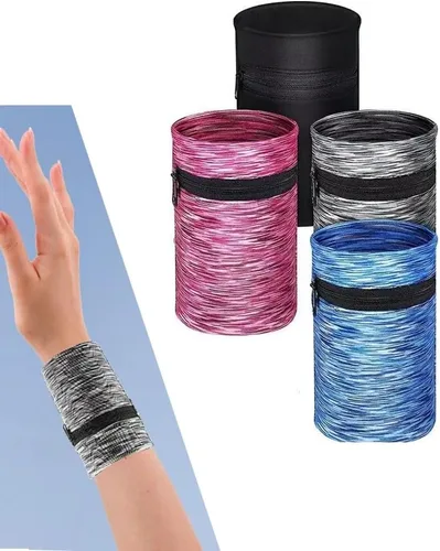Miniatura 5 de Cartera de muñeca de 1 bolsillo para teléfono celular, cartera de tobillo, bandas para el sudor, brazalete, bolsa oculta, cartera de muñeca