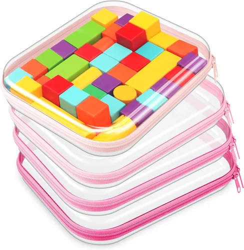 Miniatura 28 de Hoolerry 4 piezas de estuches rígidos transparentes con cremallera, bolsas de maquillaje, estuche de plástico para lápices, contenedores de caja