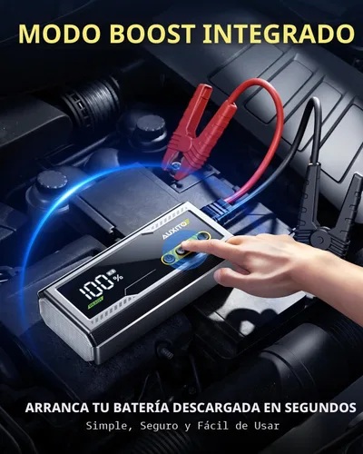 Miniatura 4 de AUXITO Arrancador de 6000A, arrancador de batería de coche de 12V, hasta todos los motores de gasolina y diésel de 12L con pantalla LED, caja