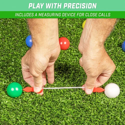 Miniatura 4 de GoSports Mini juego de bochas de tamaño de viaje con 8 bolas, palino, bolsa de mano y cuerda de medición, elige tu