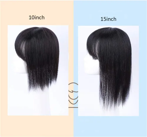 Miniatura 4 de Clip en cabello humano real con flequillo, hecho a mano, corona para cabello fino, 6 pulgadas, marrón oscuro