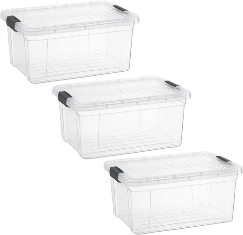 Miniatura 31 de Superio Cajas de almacenamiento transparentes con tapas, contenedores de plástico de 2.5 cuartos de galón para organizar, cajas apilables, sin BPA