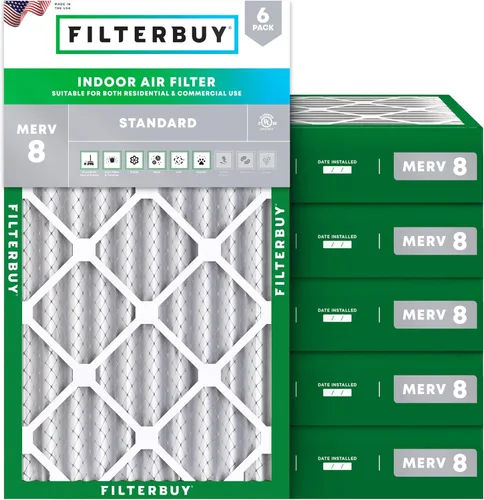 Miniatura 37 de Filterbuy Filtro de aire MERV 8 de 8 x 14 x 1 pulgadas para defensa contra el polvo y las alergias (paquete de 6), electrostático plisado HVAC