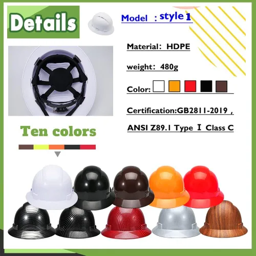 Miniatura 5 de Casco de trabajo de construcción personalizado Casco de seguridad con suspensión de trinquete de 6 puntos con ventilación negro (C-BLACK)
