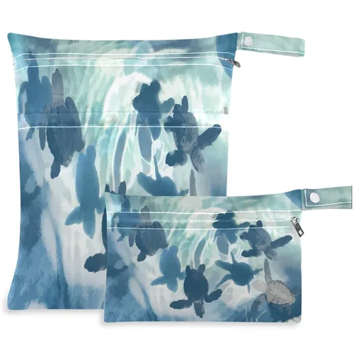 Miniatura 11 de visesunny Seta dibujada a mano, 2 bolsas húmedas con bolsillos con cremallera, lavable, reutilizable, espaciosa para viajes, playa, piscina, Multi51.