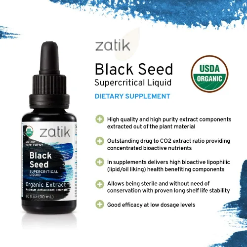 Miniatura 2 de Zatik Naturals - Extracto líquido supercrítico orgánico de semillas negras de espectro completo, máxima fuerza antioxidante, certificado USDA, 1