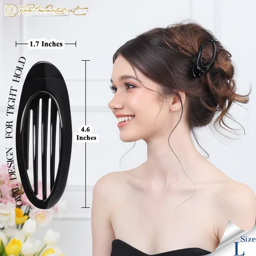 Miniatura 3 de RC ROCHE ORNAMENT 6 pinzas para el cabello con garra plana para mujer, peine de apertura lateral curvada, agarre fuerte, agarre antideslizante