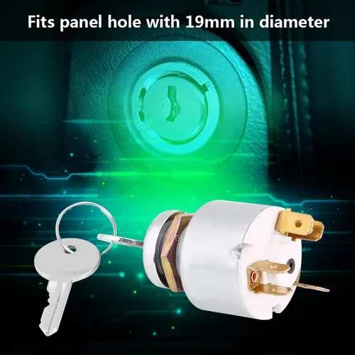 Miniatura 5 de Interruptor de llave, SPB501 Interruptor de encendido con 2 llaves, 12V Interruptor de encendido universal de 3 posiciones para automóvil, tractor