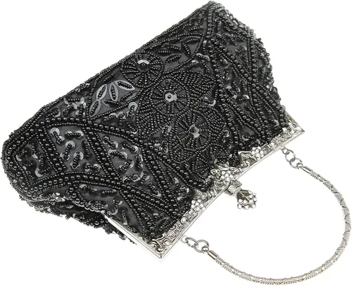 Miniatura 4 de DA BODAN Bolso de noche para mujer, estilo vintage, con cuentas y lentejuelas y perlas, bolso de hombro para boda, novia, fiesta de graduación