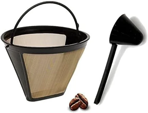 Miniatura 2 de Filtro de café permanente de repuesto #4 10-12 tazas GTF Filtro de tono dorado para DCC-3400 con cuchara de café grande (juego de 2)