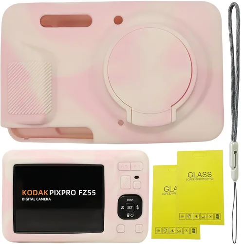 Miniatura 10 de Funda para Kodak PIXPRO FZ55, accesorios FZ55, funda protectora de silicona suave con tapa de lente extraíble, viene con 2 protectores de pantalla