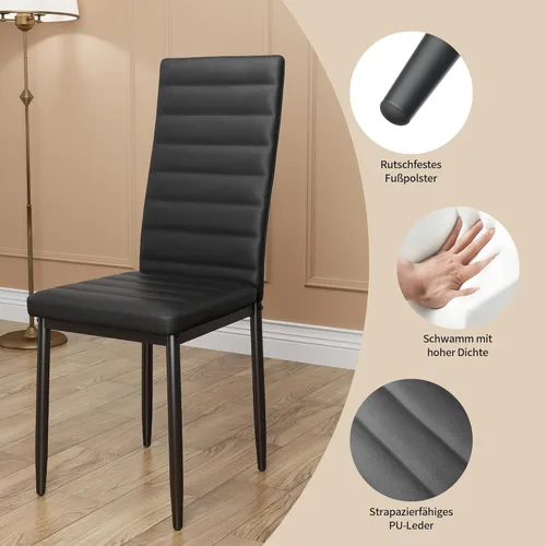 Miniatura 5 de Bealife Juego de mesa de comedor de cocina para 4, juego de mesa y sillas de vidrio templado de 5 piezas moderno para el hogar, cocina, sala de Negro
