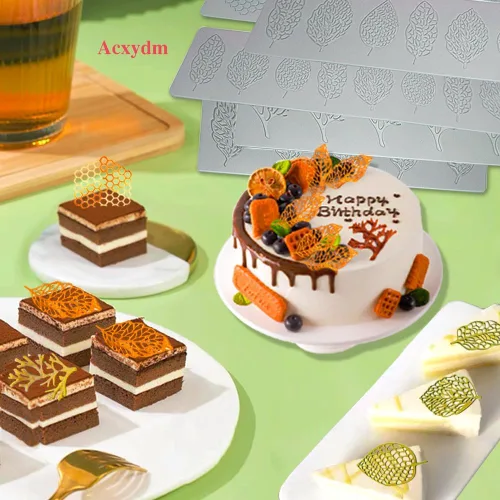 Miniatura 2 de 5 moldes de hojas de silicona, moldes de silicona para hornear Acxydm Tuile, juego de moldes de chocolate para fondant con molde de hojas de Molde