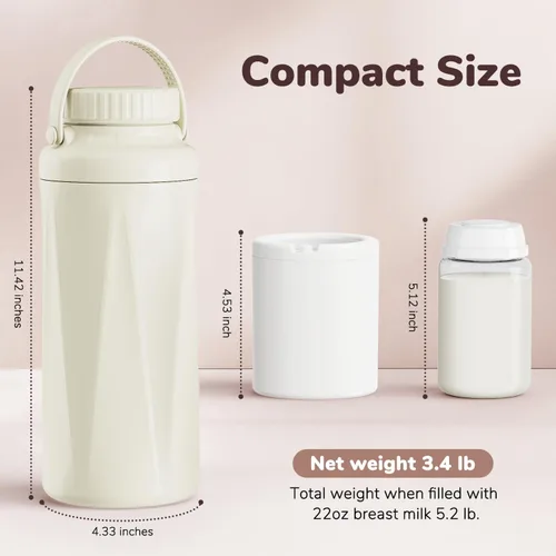 Miniatura 8 de Botella Aislante Portátil de 22oz para Leche Materna - Enfriador de Leche para Viajes al Aire Libre, Mantiene la Leche Fresca por Más de 24 Horas