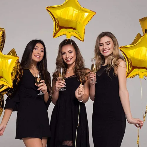 Miniatura 3 de BEISHIDA 30 globos dorados de 18 pulgadas con forma de estrella de Mylar para fiesta de cumpleaños, boda, día de San Valentín, fiesta de compromiso