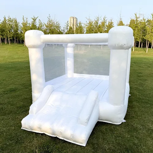 Miniatura 7 de Casa inflable de PVC blanca, casa hinchable con tobogán, casa de rebote para niños 3-6 soplador incluido, 8.7 pies de largo x 6 pies de ancho x 6