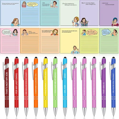 Miniatura 10 de Geyee 24 notas adhesivas divertidas para enfermeras con divertidos bolígrafos de 3 x 4 pulgadas, bloc de notas con refranes para compañeros