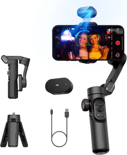 Miniatura 11 de AOCHUAN - Estabilizador de cardán para iPhone, smartphone con rueda de enfoque, seguimiento de cara/objeto para iPhone 16 15 Pro Max/Android