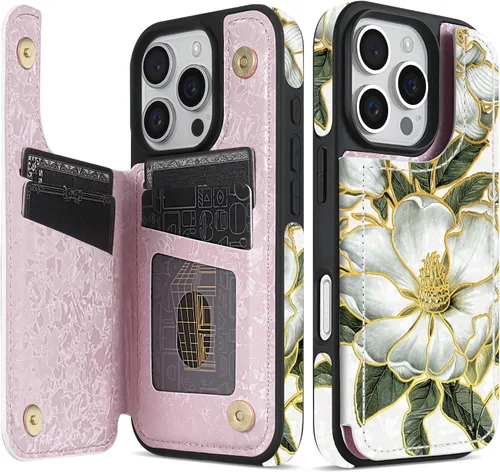 Miniatura 28 de NNH Funda tipo cartera compatible con iPhone Xs Max con bloqueo RFID, ranuras para tarjetas, folio de piel sintética, función atril, doble cierre