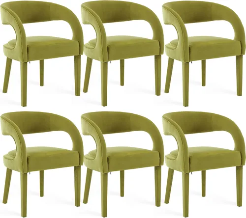 Miniatura 19 de Shunzhi Juego de 2 sillas de comedor modernas de barril, sillas tapizadas de lino para comedor con respaldo abierto, sillas de cocina, sillas