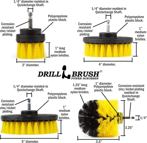 Miniatura 8 de Drillbrush Kit de limpieza para parrilla de barbacoa, cepillo seguro de nailon para parrilla, juego de cepillos de taladro, accesorios de limpieza