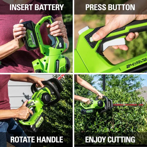Miniatura 3 de Greenworks Cortasetos de corte láser inalámbrico de 24 V 22 pulgadas, solo herramienta
